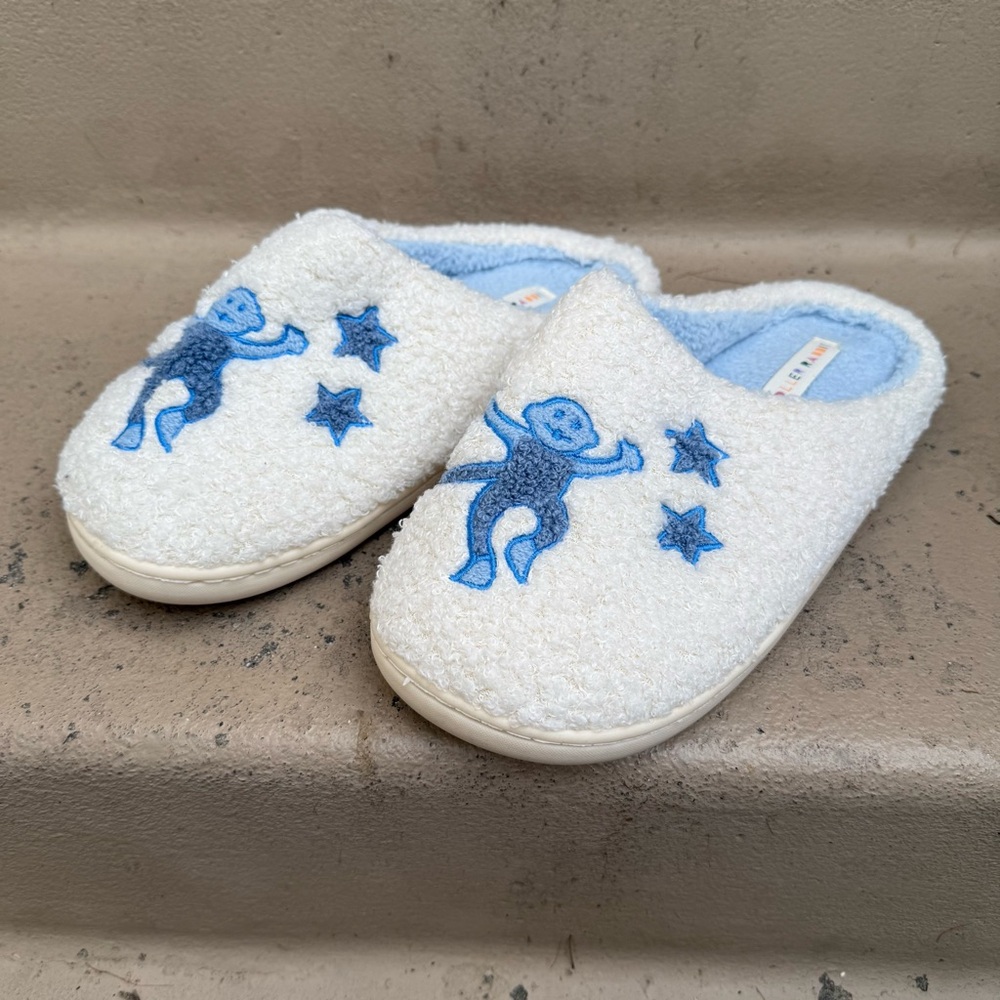 Roller Rabbit Slippers Blue Monkey